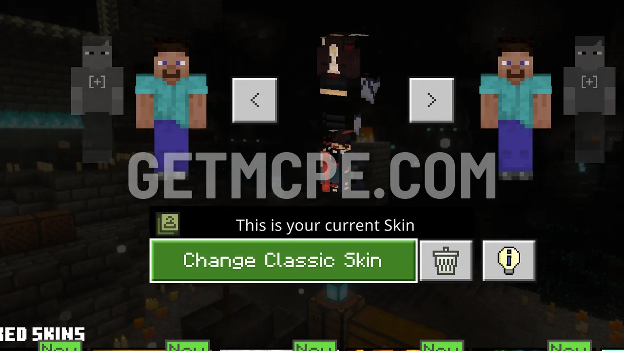In GetMCPE builds a 5D skin shows as a broken model, so you can see at once it will not work