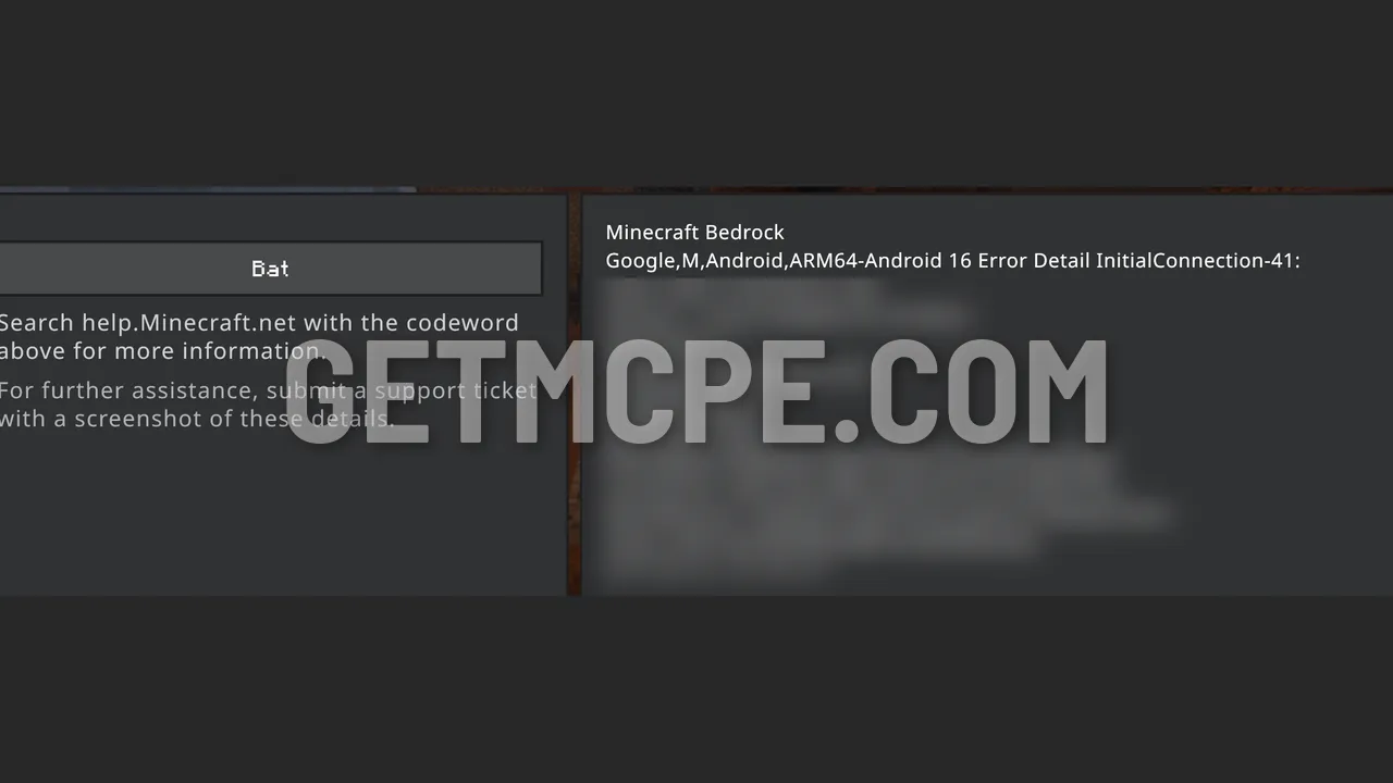 Show details: codeword Bat, error InitialConnection-41