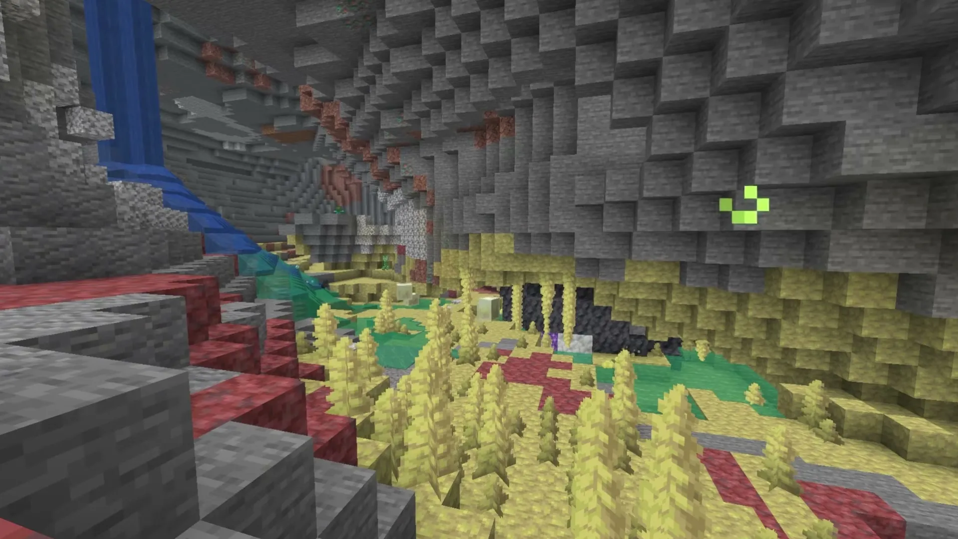 A large sulfur cave seen from inside