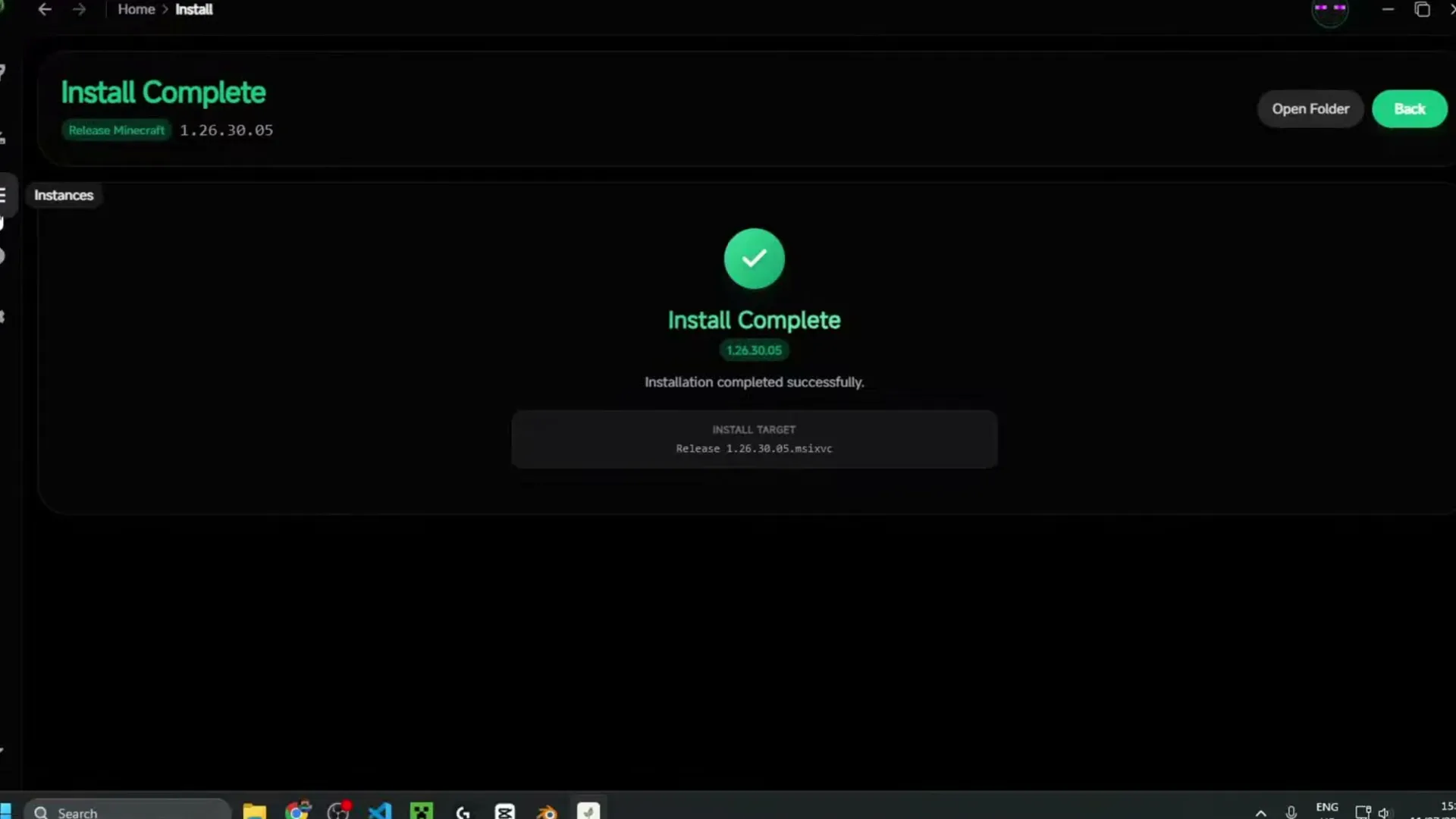 Install Complete after installing an older version