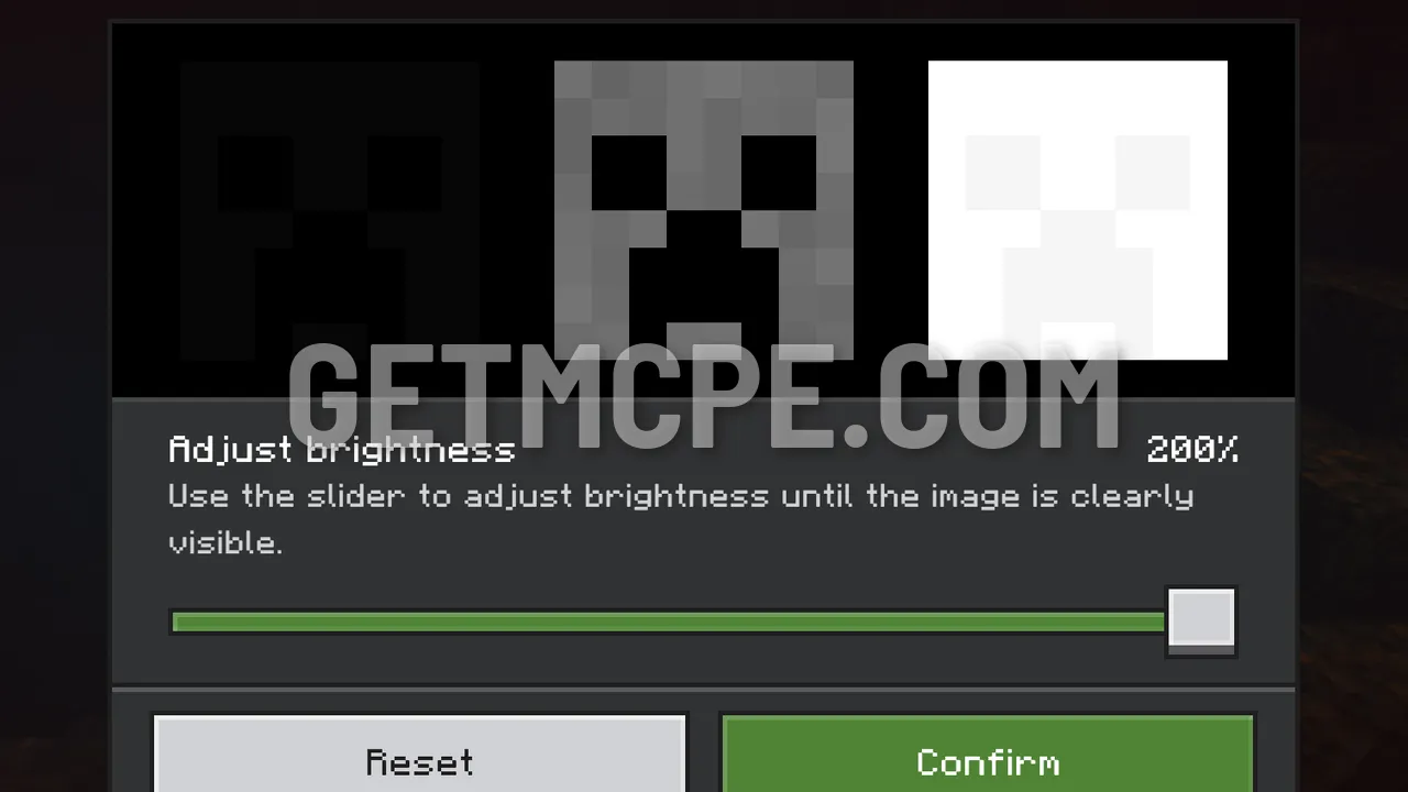 Slider at 200 %: the preview squares are much brighter than at 100 %