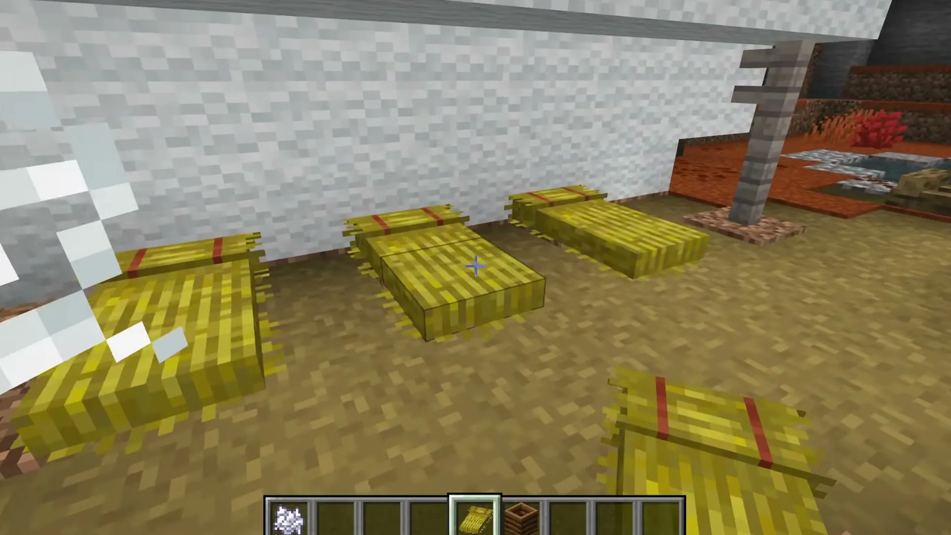 Straw beds side by side