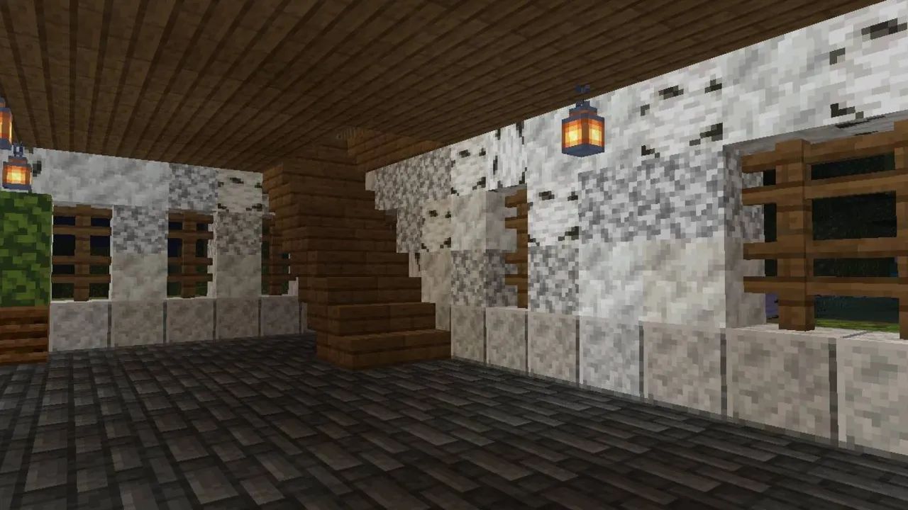 500 Days survival world: Wooden ceiling with hanging lanterns