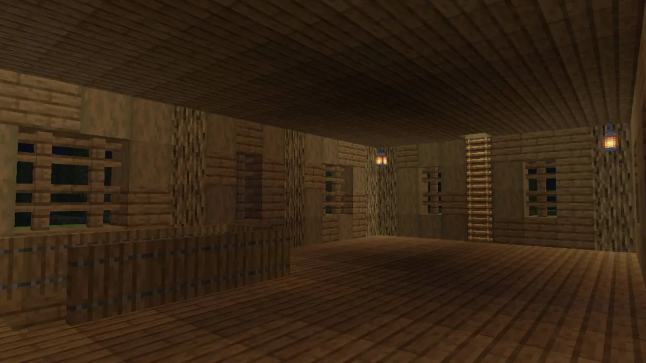 500 Days survival world: Wooden mansion interior with torches