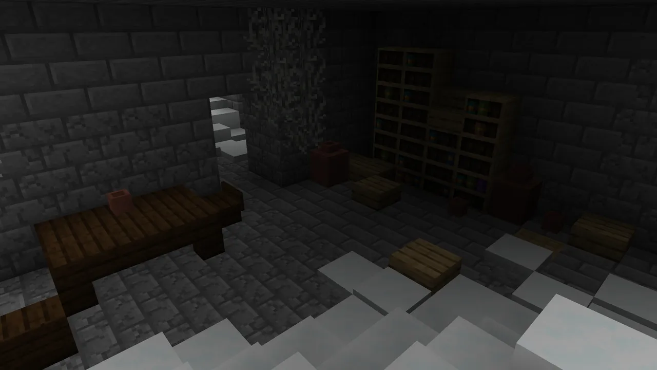 Abandoned City map: Stone room with bookshelves and chests