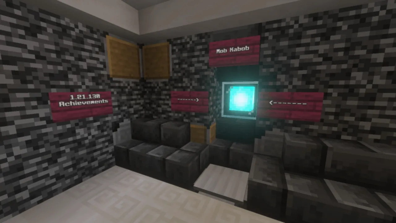Achievement Unlocked Map: Room with signs and glowing block