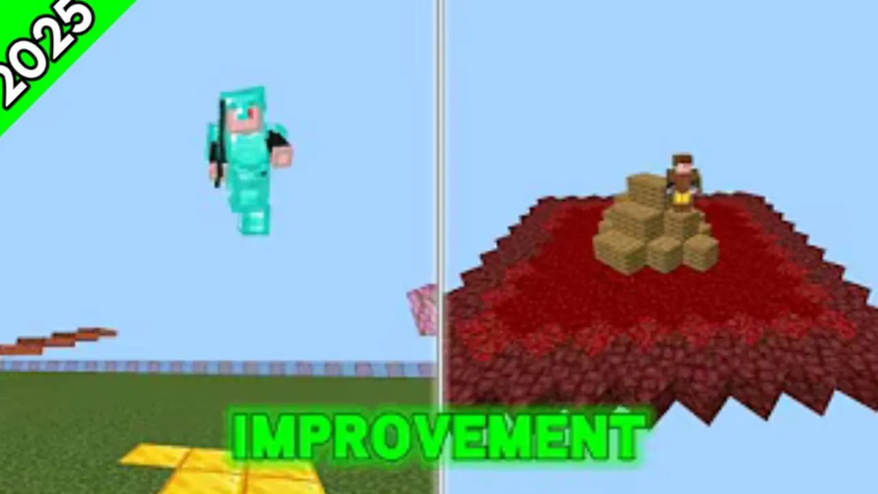 Agg Verse map for Minecraft PE: Player jumping over lava with sand blocks