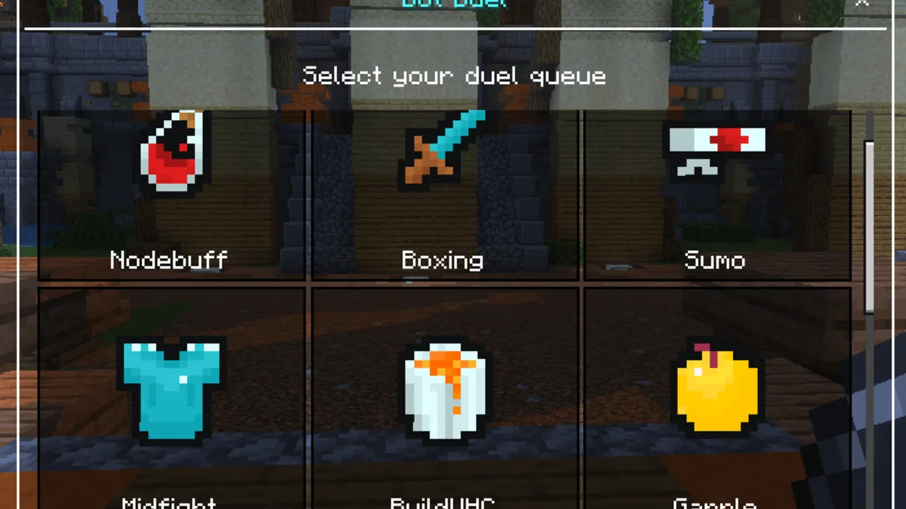 Amixi Practice map: Bot duel menu with six game modes