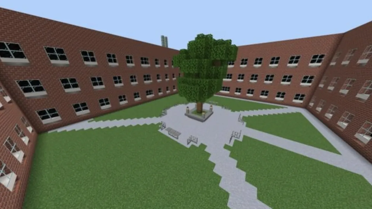 Battle Kaisen map: Courtyard with tree and benches