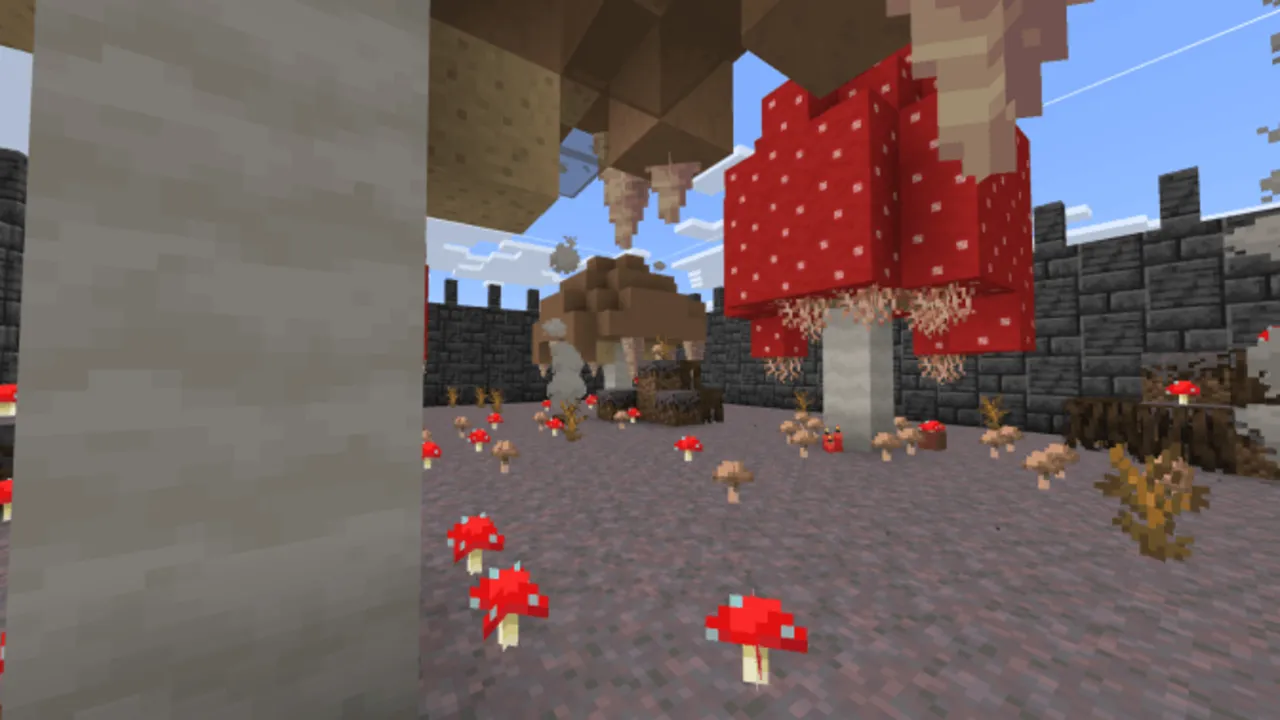 Battle Kaisen map: Red mushrooms under stone ceiling