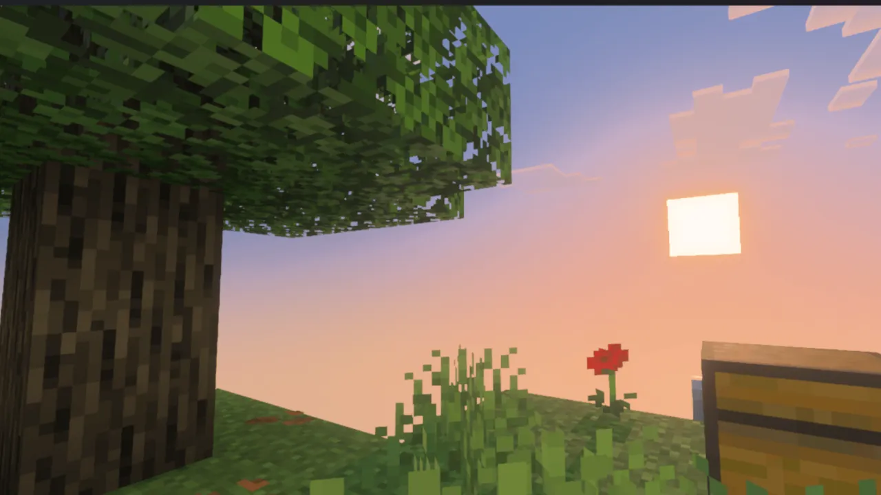 Classic Sky Block map: Tree with red flower near sunset