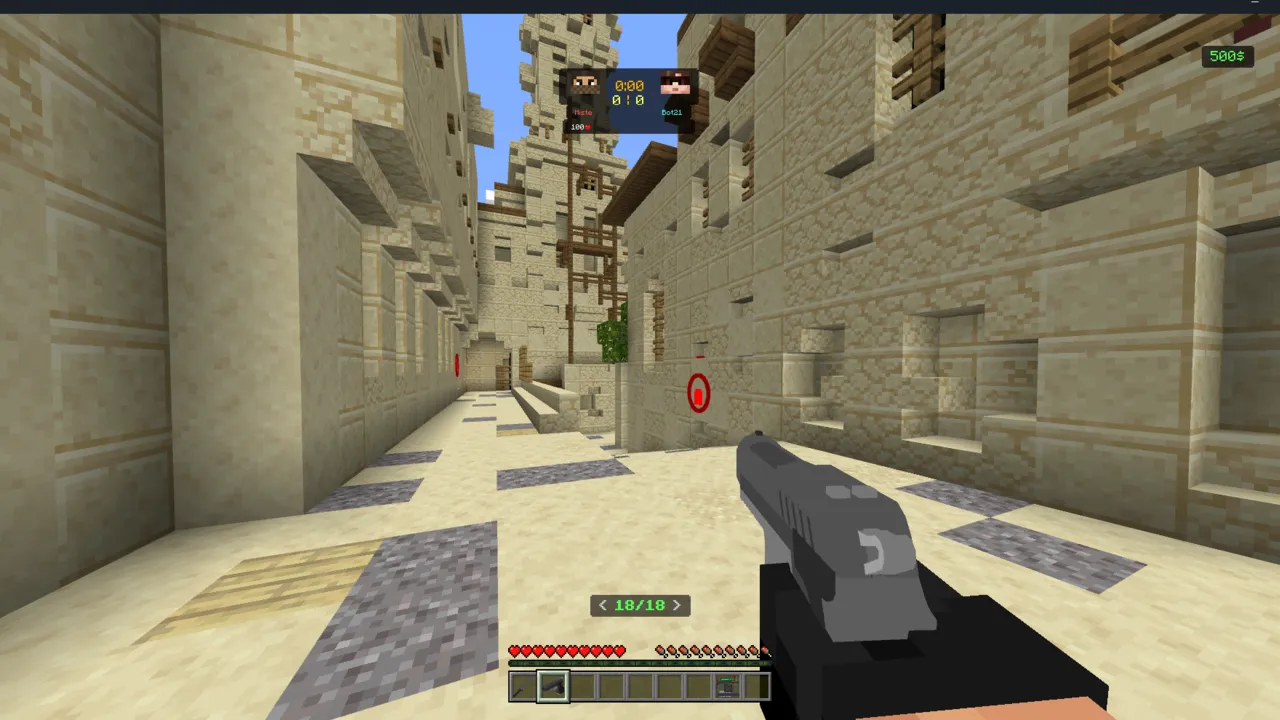 Counter-Strike map: Player holding gun in stone alley