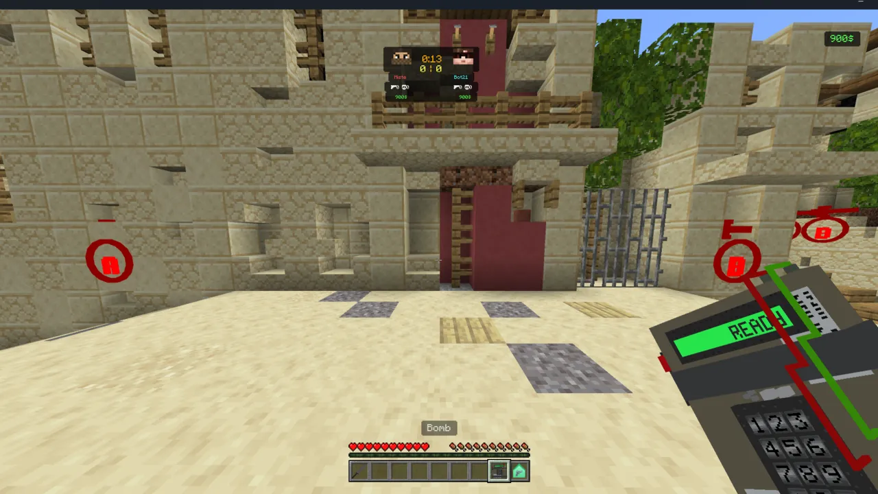 Counter-Strike map: Player holds bomb timer in desert map