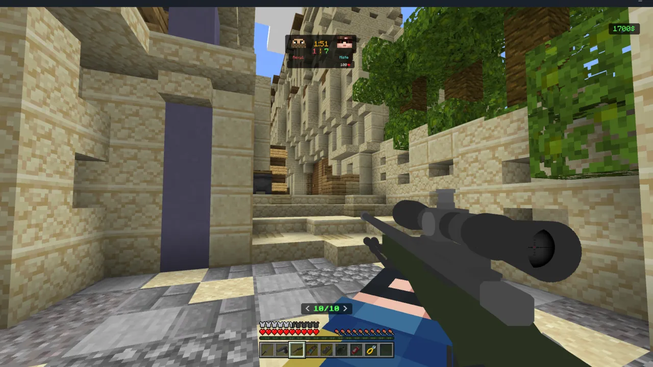Counter-Strike map: Sniper rifle aimed in stone building