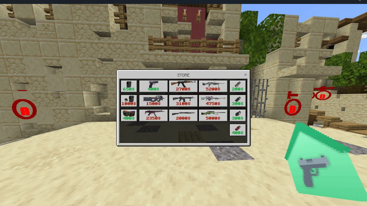 Counter-Strike map: Store menu with weapons for sale