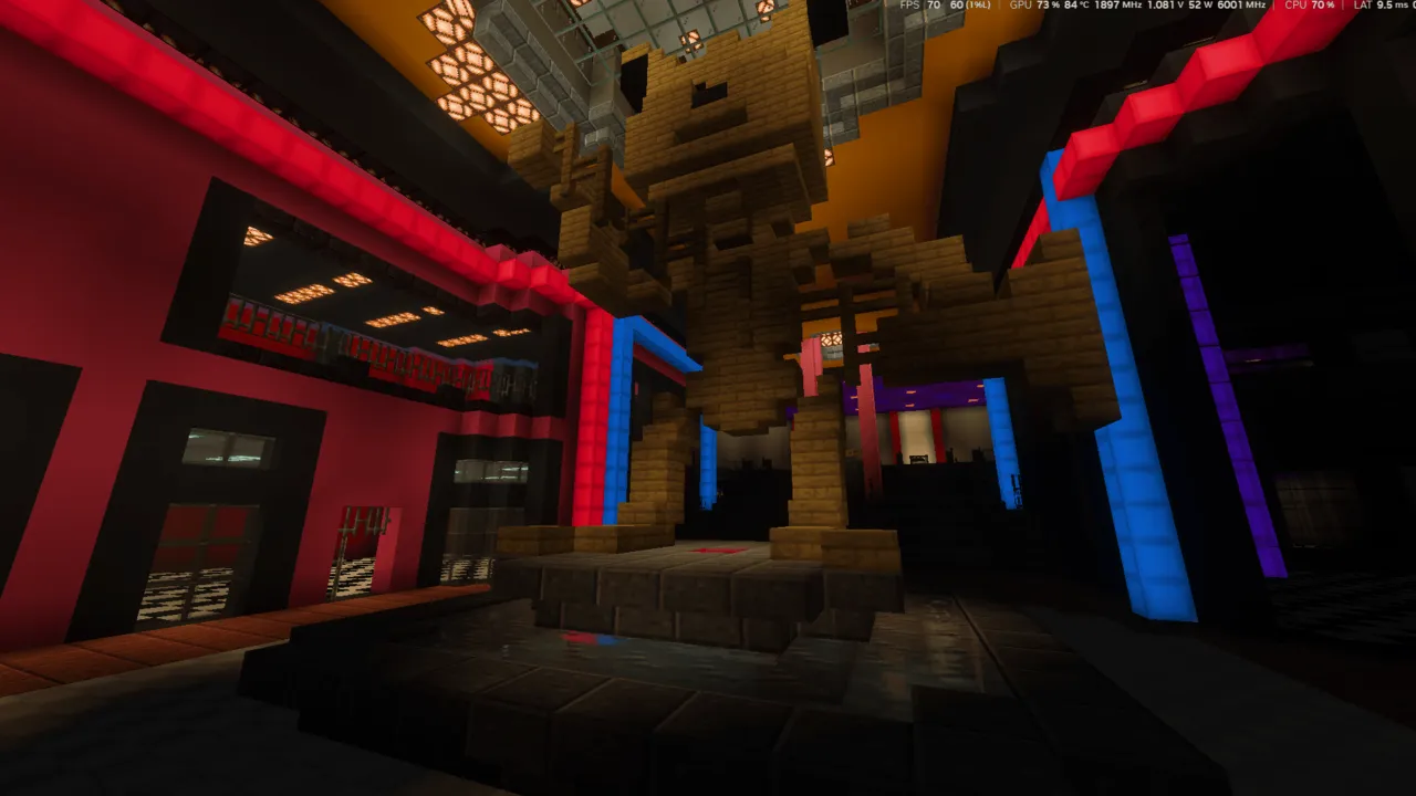 FNaF Silvia map: Pizzeria with red and blue lights