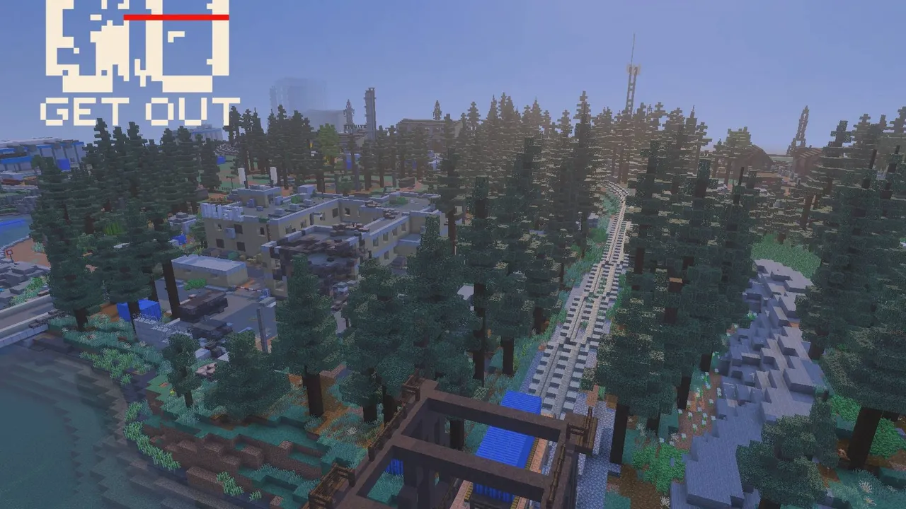 GO - Get Out map: Forest with buildings and train tracks