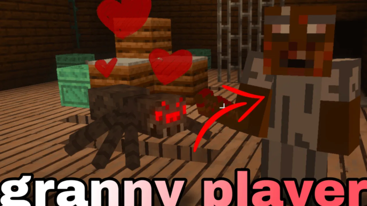 Granny / Horror map: Granny player with spider and hearts