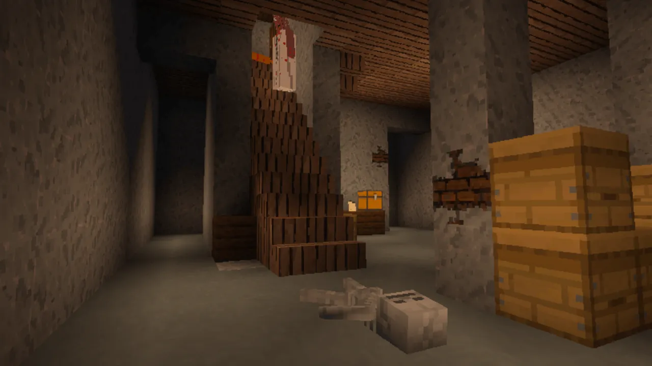 Granny / Horror map: Stone room with wooden stairs and crates