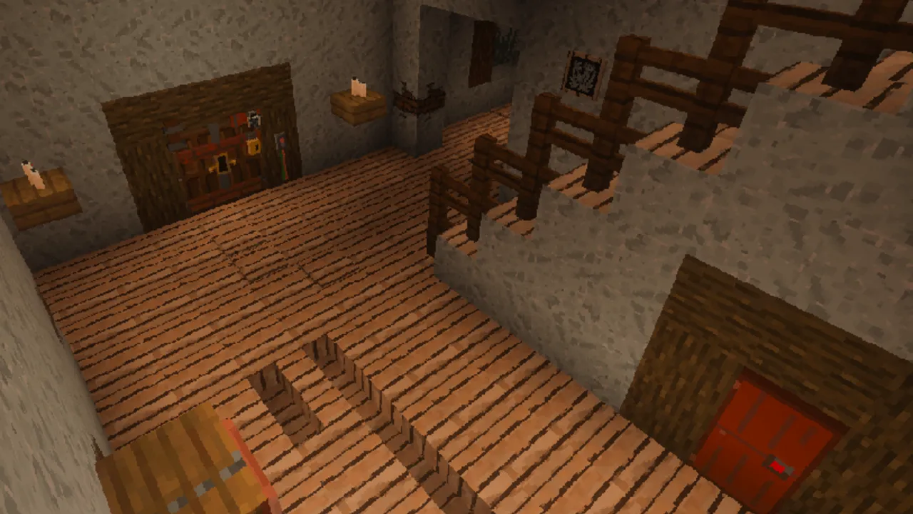 Granny / Horror map: Stone walls with wooden stairs and floor