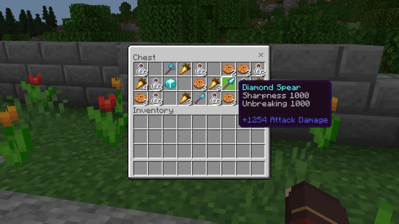 Hacker Tools map: Diamond spear in chest