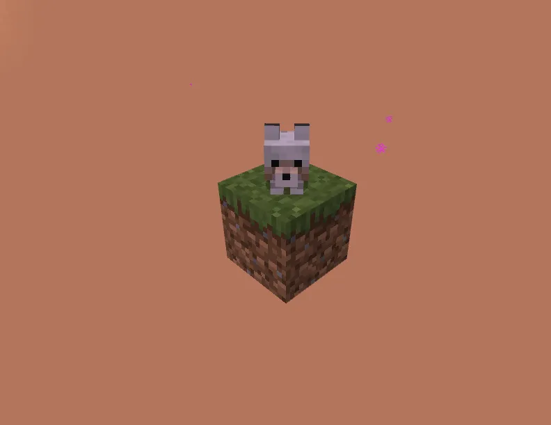 HardCore One Block map: Wolf on a grass block
