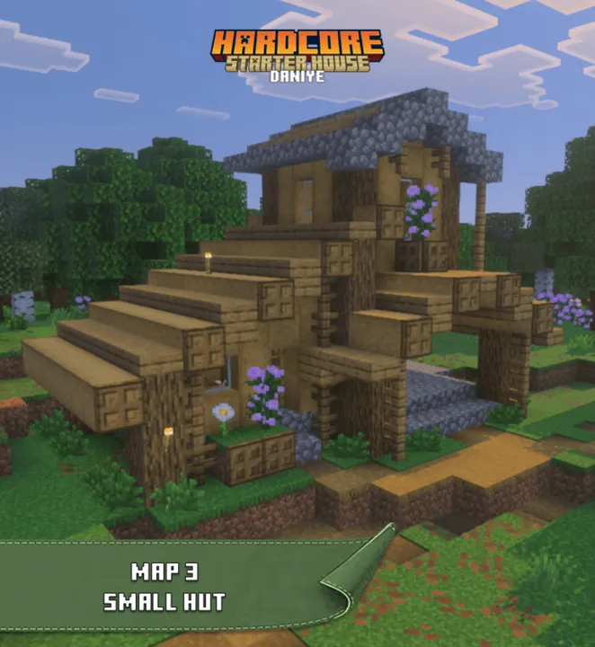 Hardcore Starter House map: Small wooden house with stone roof