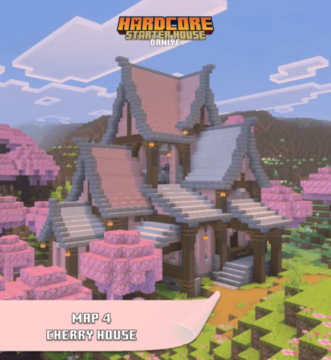 Hardcore Starter House map: Cherry house in pink tree forest