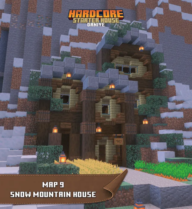 Hardcore Starter House map: Snow mountain house with lanterns