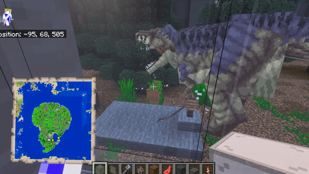 Jurassic World MrMaza4 map: Dinosaur in a glass enclosure