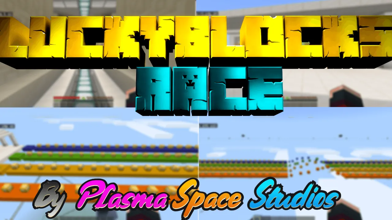 Lucky Block Race by PlasmaSpaceStudios map for Minecraft PE: cover art