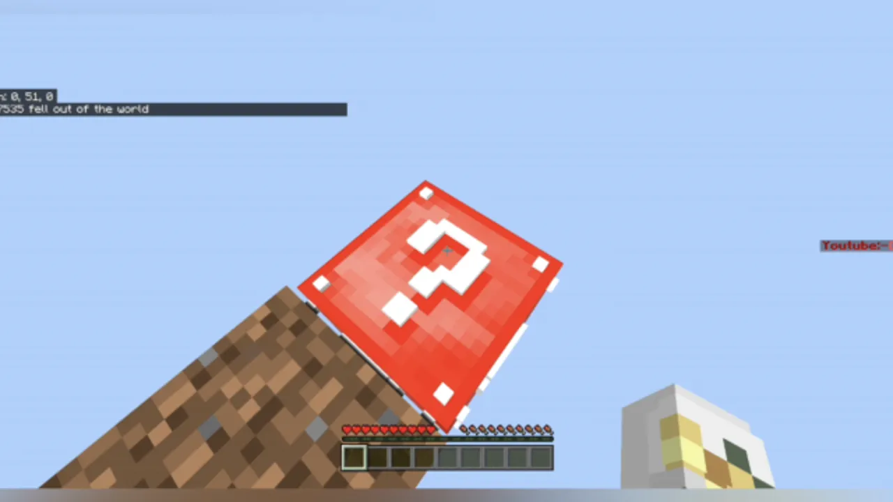 Lucky One Block map: Red question block on dirt hill