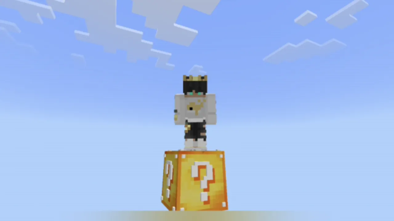 Lucky One Block map: Player standing on a question mark block