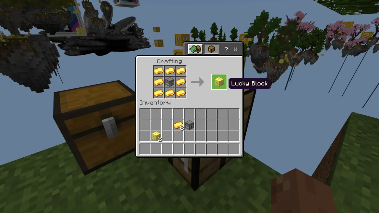 Lucky Sky Block Challenge map: Crafting recipe for Lucky Block
