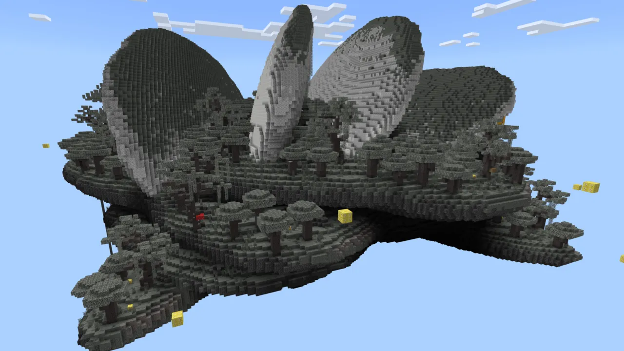 Lucky Sky Block Challenge map: Floating island with mushroom trees