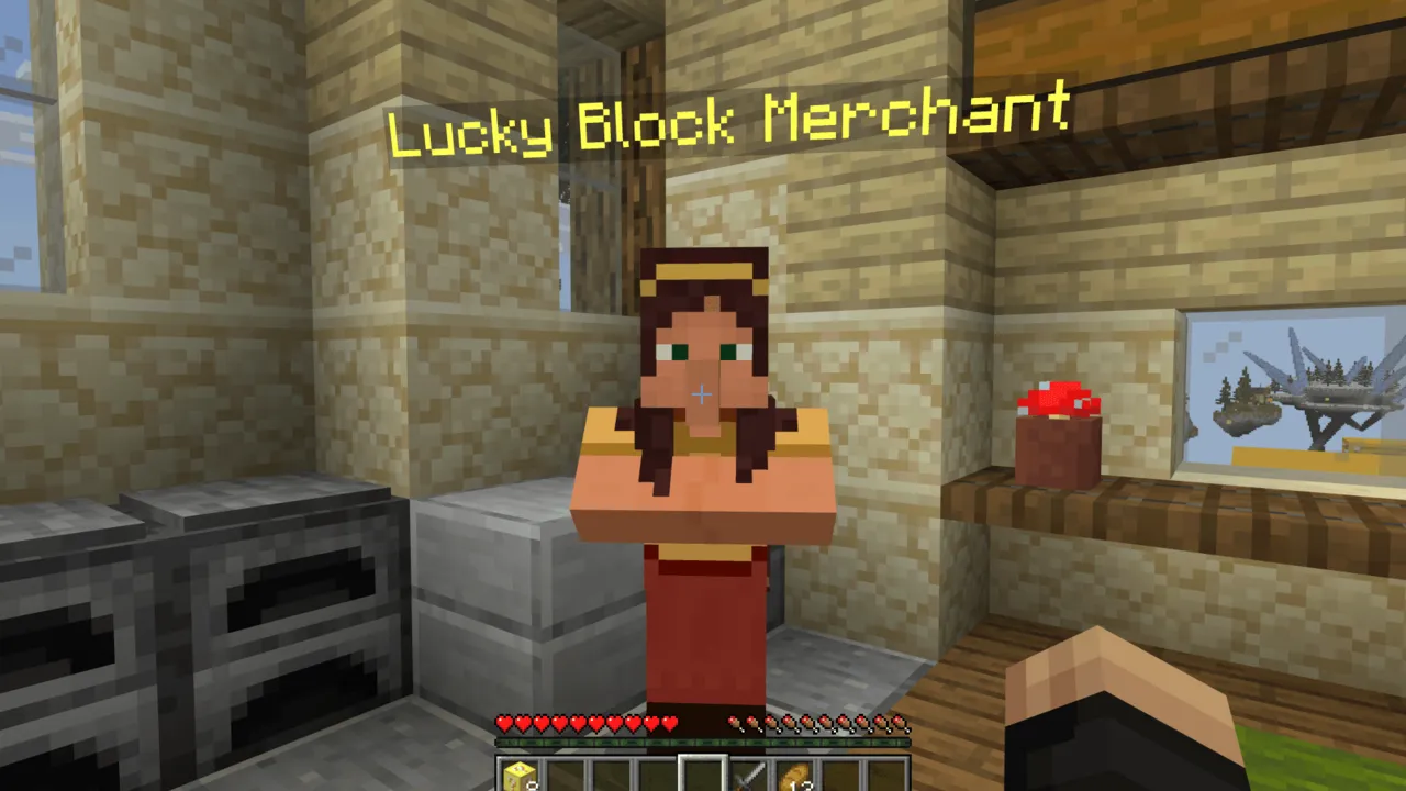 Lucky Sky Block Challenge map: Lucky Block Merchant in stone room