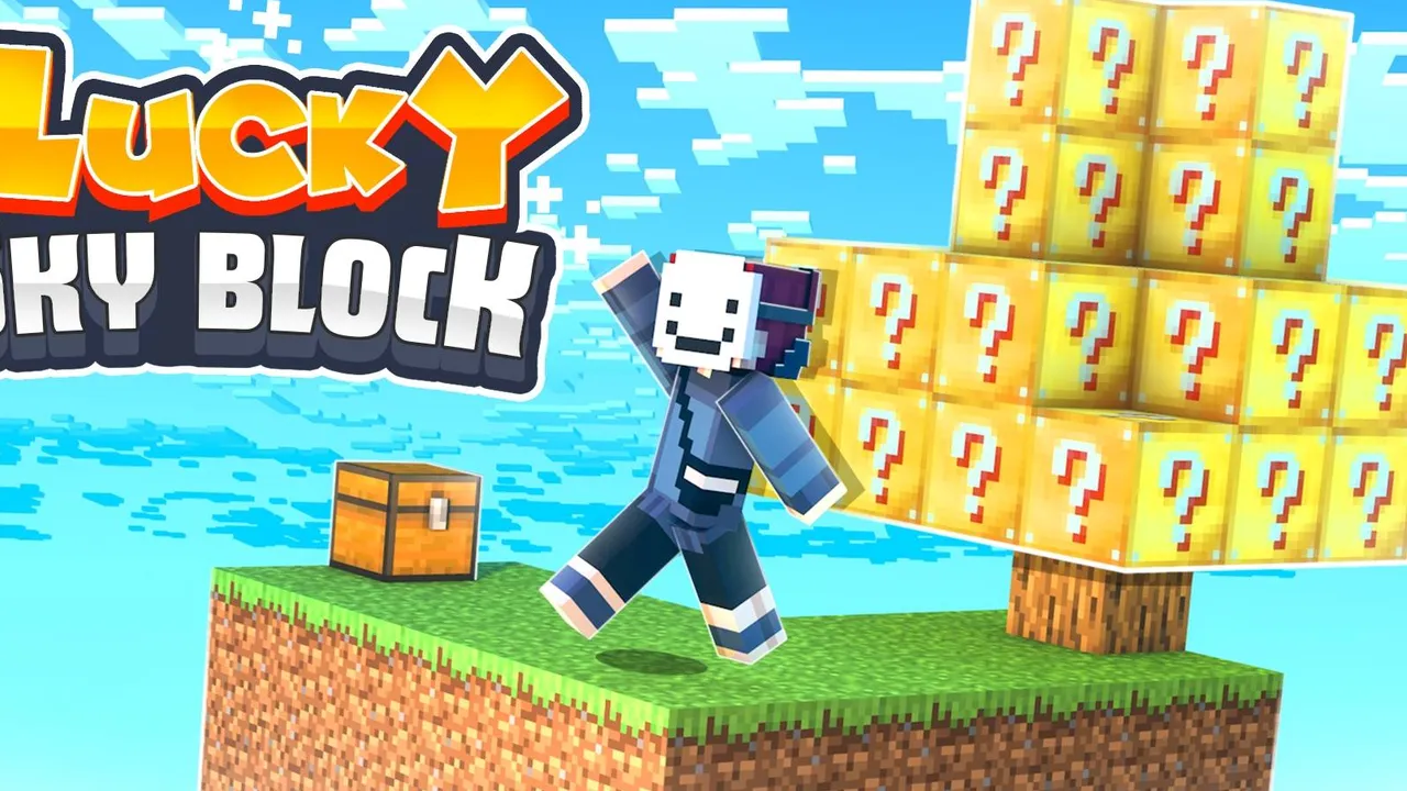 Lucky Sky Block Challenge map for Minecraft PE: cover art