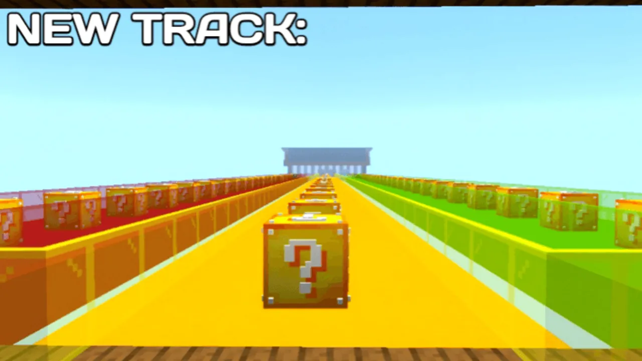 luckyblockrace trio map for Minecraft PE: New track with question blocks