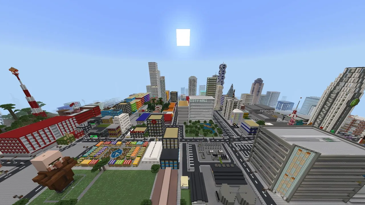 Marvis City LITE map for Minecraft PE: City with tall buildings and roads
