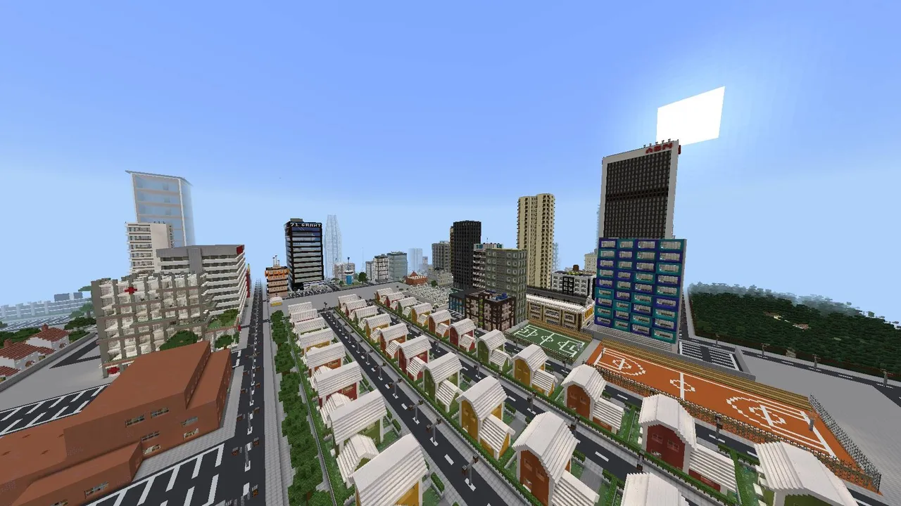 Marvis City LITE map: Tall towers, houses, shops, and offices to walk around