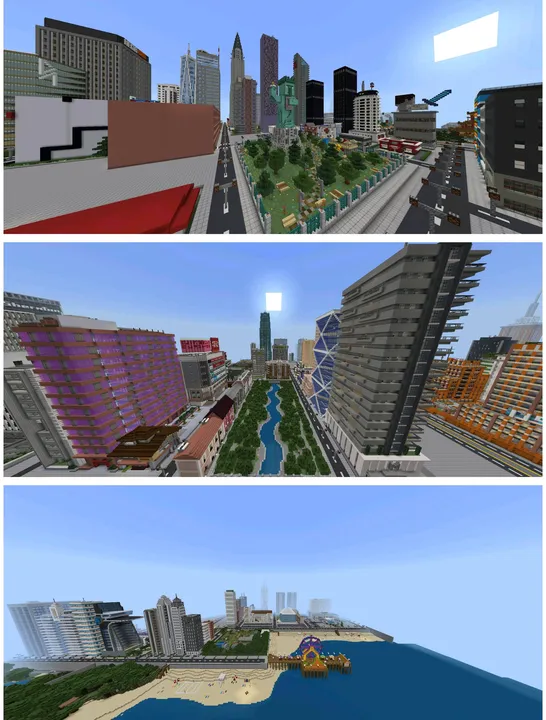 Marvis City map: City with tall buildings and beach