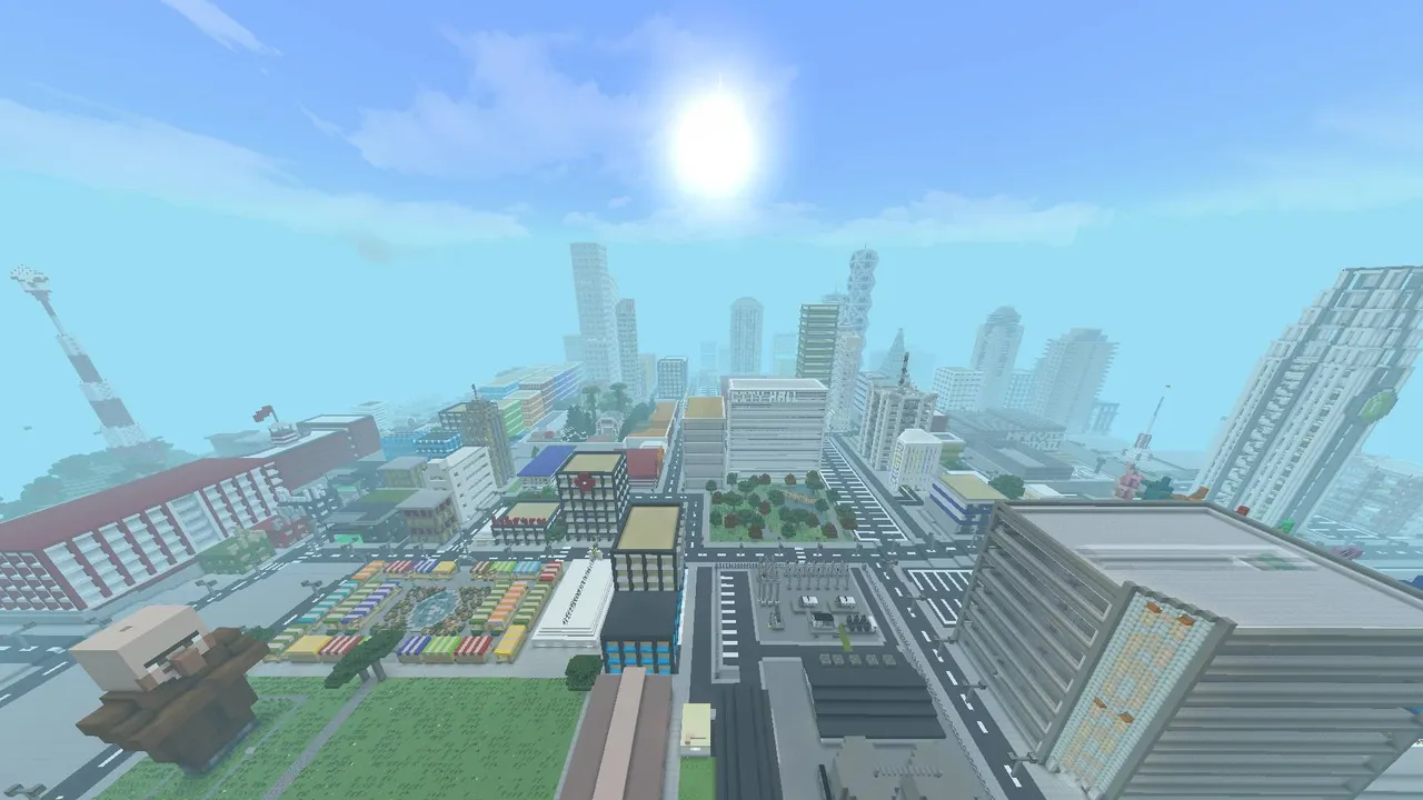 Marvis City map for Minecraft PE: City with tall buildings and ocean