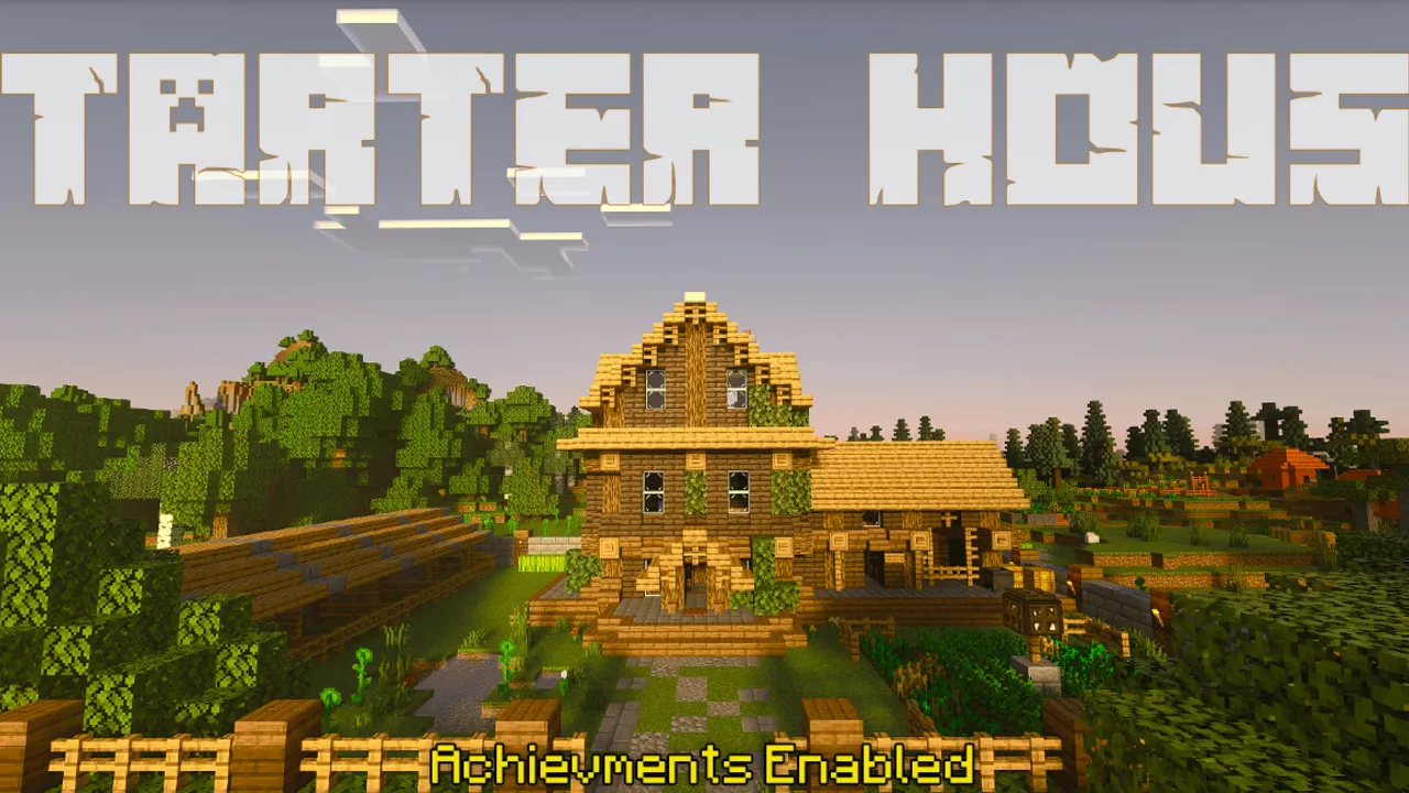 Minecraft Starter House #1 map for Minecraft PE: Starter house with village and nether portal