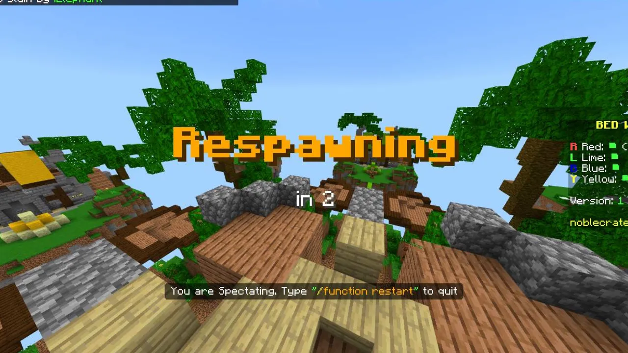 NC Practice Bed Wars map: Respawning in 2 Bed Wars game
