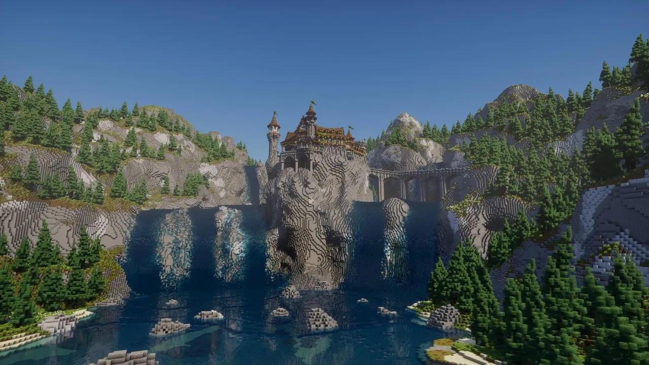 Old Fallen Castle map: Waterfalls that spill down around the build