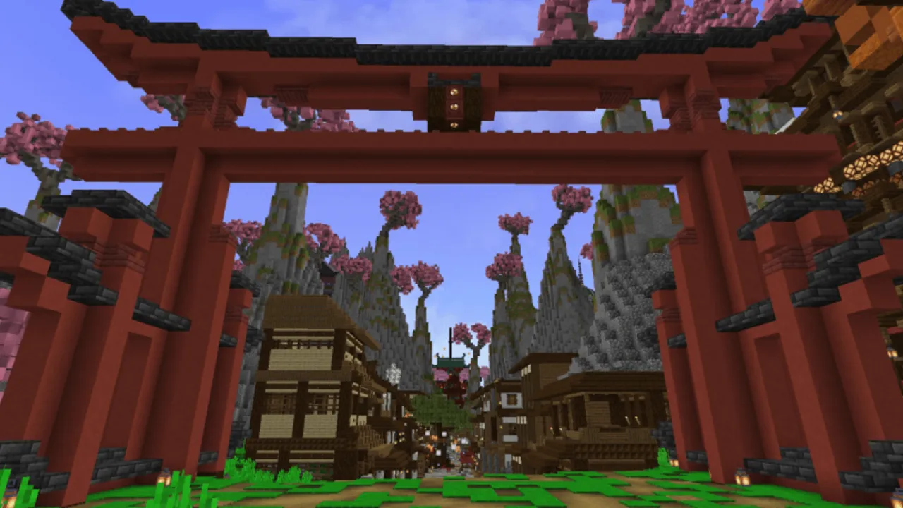Old Japanese Town in the Cherry Biome map: The Main Entrance (The Torii)
