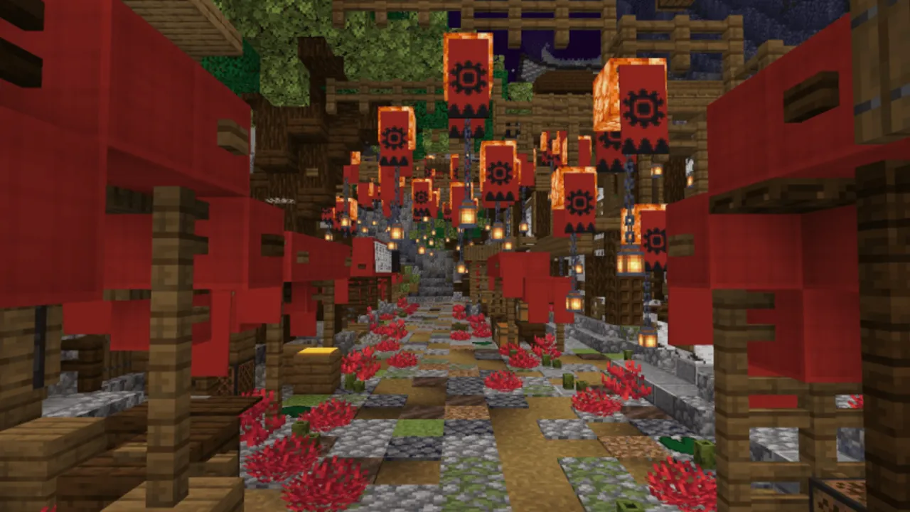 Old Japanese Town in the Cherry Biome map: The Streets