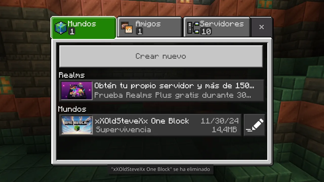 One Block + by MintStudios map: When you load the map in the game