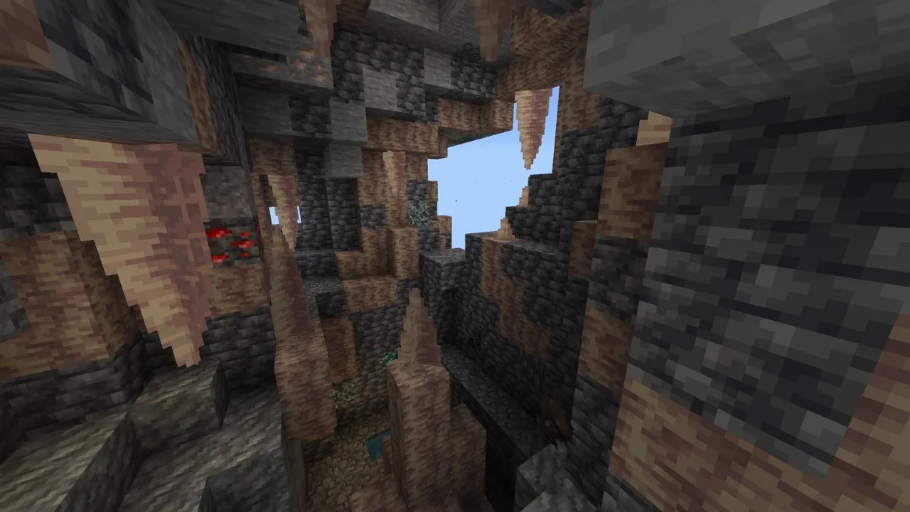 One chunk map: Cave with stone and dirt blocks