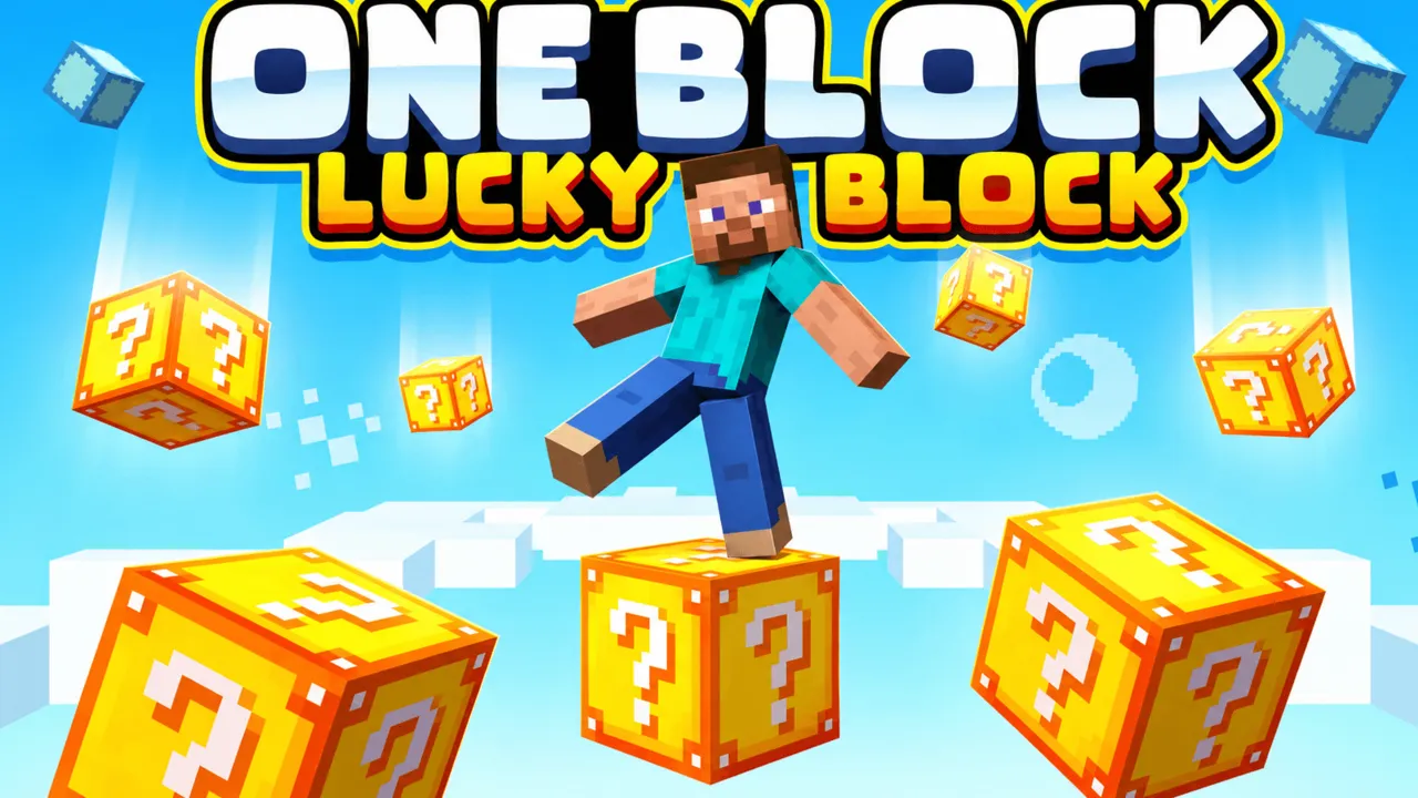 One Lucky Block map for Minecraft PE: cover art
